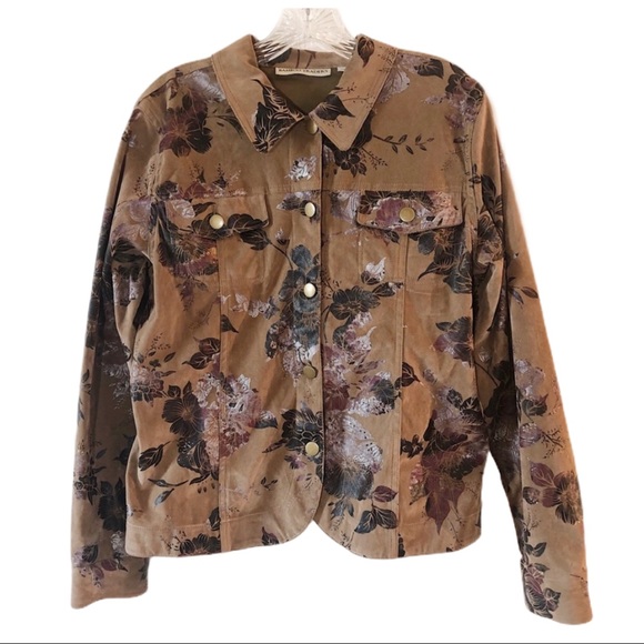 BAMBOO TRADERS Jacket Saddle Tan Floral Shimmer - Picture 1 of 8